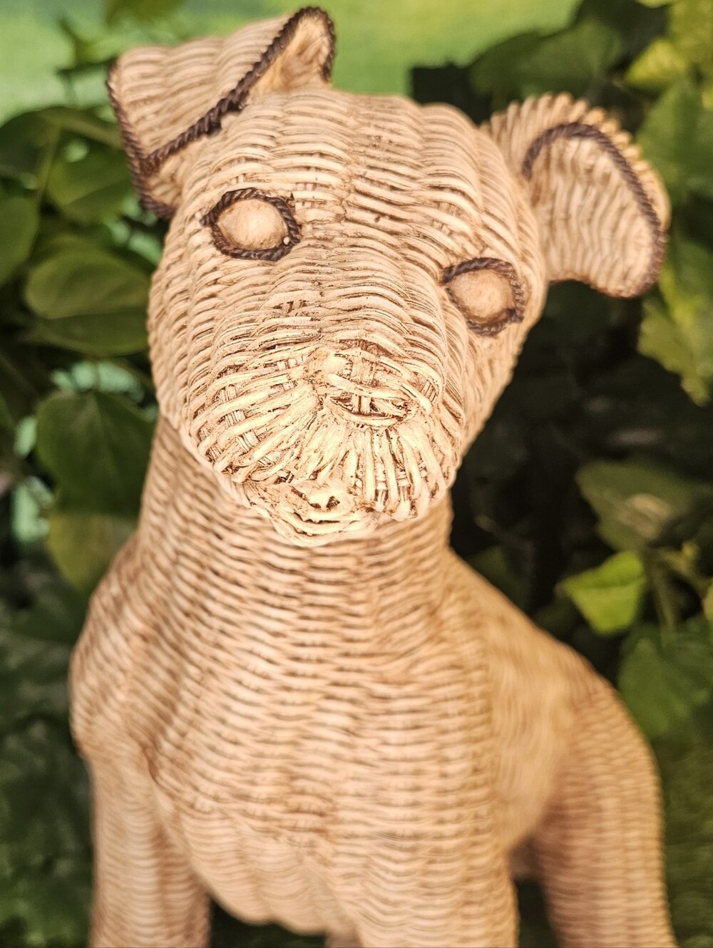 DOG made to look of quality wicker.  Art Deco Figurine Sculpture Resin